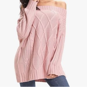 PINK OFF THE SHOULDER PINK SUMMER SWEATER/NEW IN BAG/L